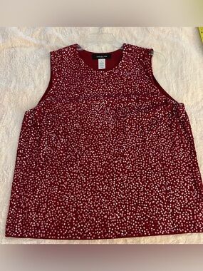 Like New! Jones New York Size 3X Red Sequin Sleeveless Tank Top
